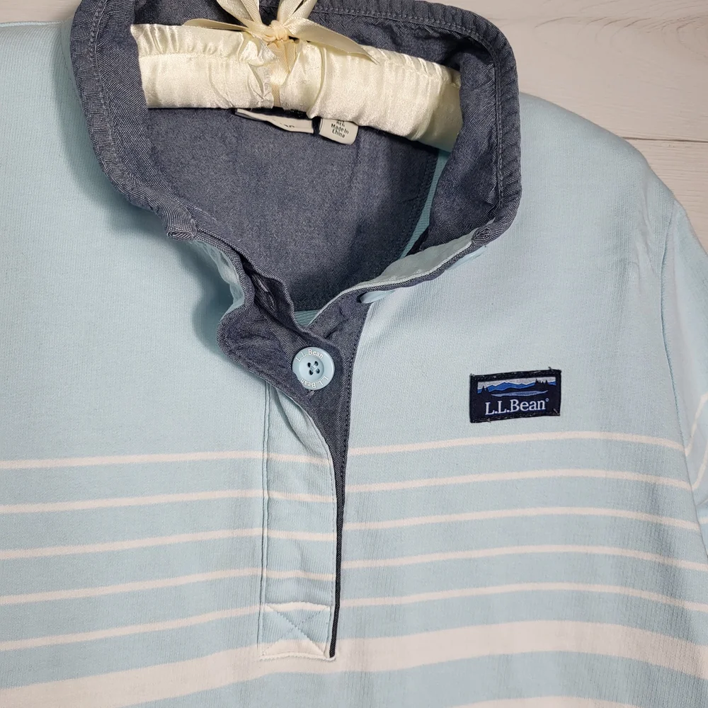 L.L.Bean Shirt Rugby Nautical Cotton Striped Preppy Academia. - Picture 2 of 6
